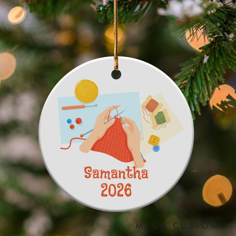 Personalized Knitting Name Ornament Hobby Gift for Knitter