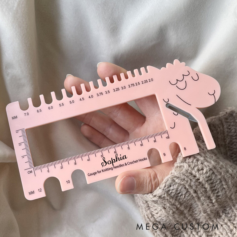 Personalized Knitting Elephant Sheep Needle Gauge Gift for Knitting Lovers