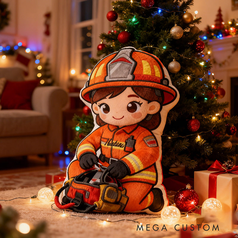 Personalized Firefighter Plush Pillow Custom Name Graphic 3D Print Pillow Xmas Gift