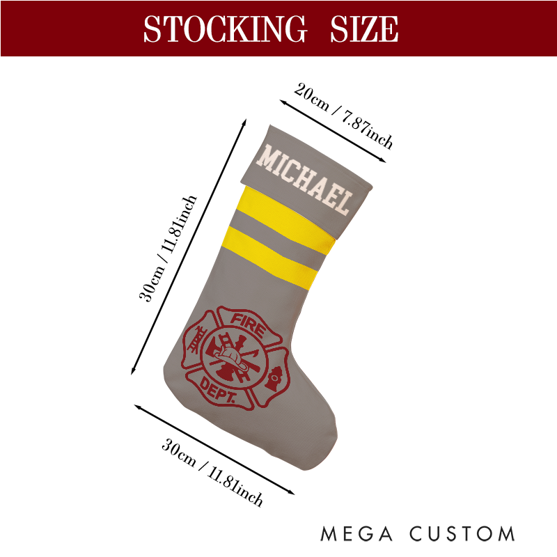Personalized Firefighter Themed Christmas Stocking Santa’s Favorite Firefighter Design Stocking Xmas Gift
