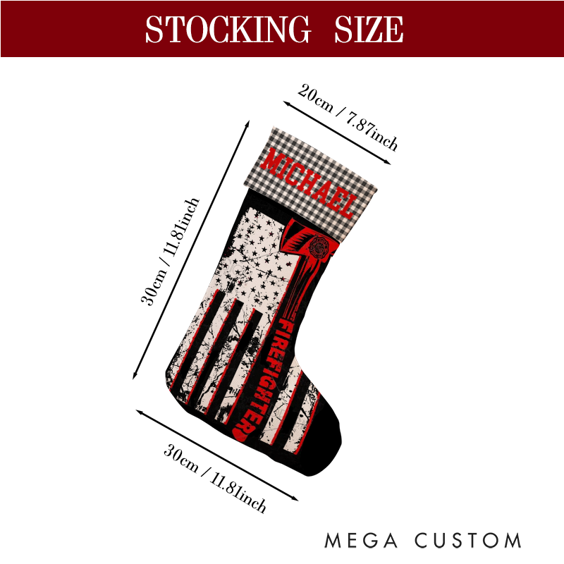 Personalized Firefighter Themed Christmas Stocking Santa’s Favorite Firefighter Design Stocking Xmas Gift