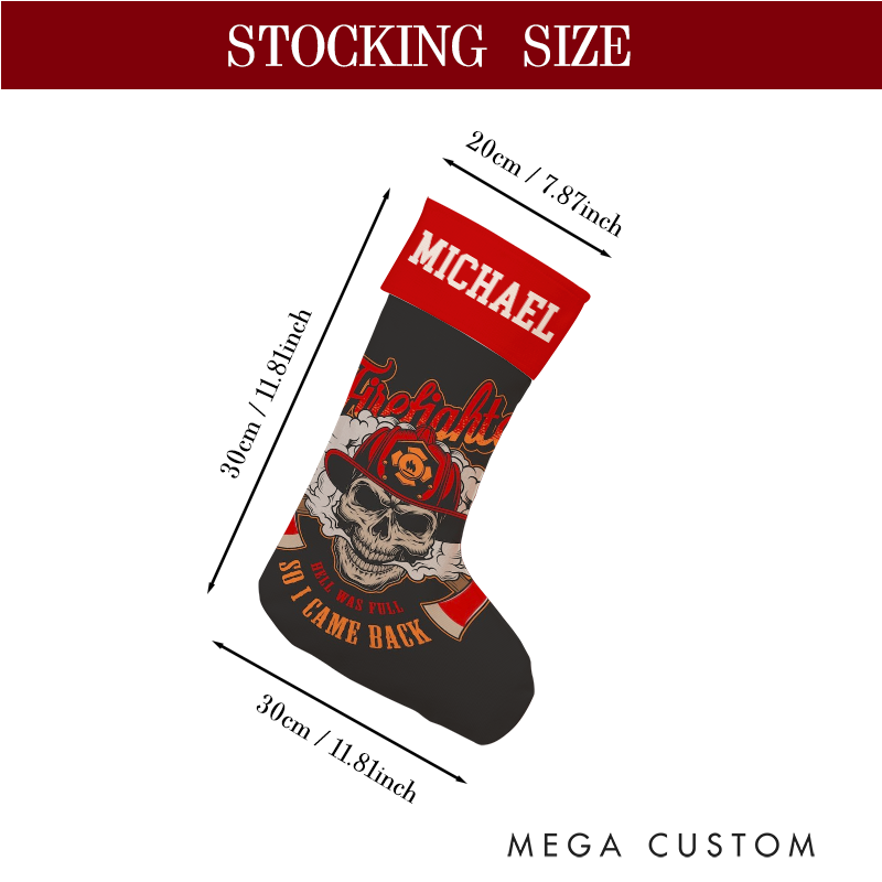 Personalized Firefighter Themed Christmas Stocking Santa’s Favorite Firefighter Design Stocking Xmas Gift