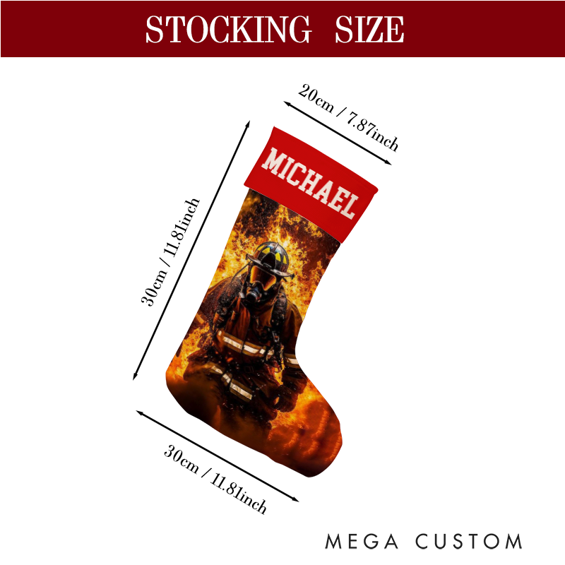 Personalized Firefighter Themed Christmas Stocking Santa’s Favorite Firefighter Design Stocking Xmas Gift