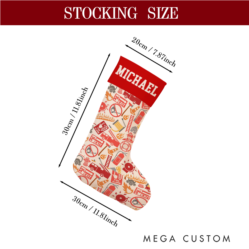 Personalized Firefighter Themed Christmas Stocking Santa’s Favorite Firefighter Design Stocking Xmas Gift