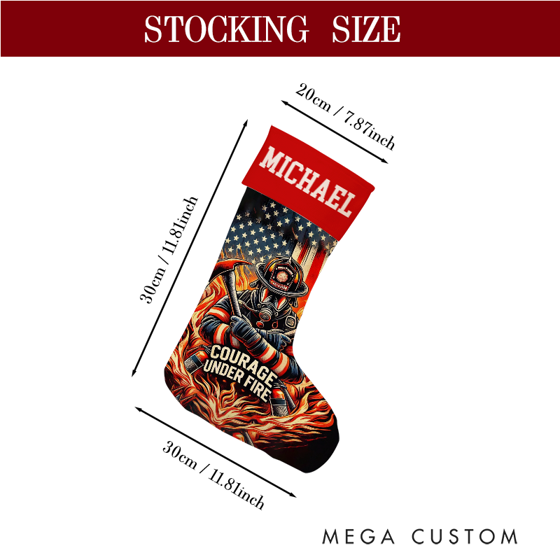 Personalized Firefighter Themed Christmas Stocking Santa’s Favorite Firefighter Design Stocking Xmas Gift