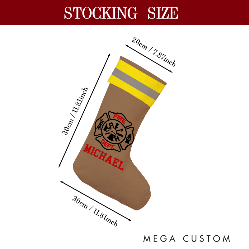Personalized Firefighter Themed Christmas Stocking Santa’s Favorite Firefighter Design Stocking Xmas Gift