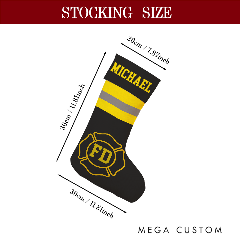 Personalized Firefighter Themed Christmas Stocking Santa’s Favorite Firefighter Design Stocking Xmas Gift