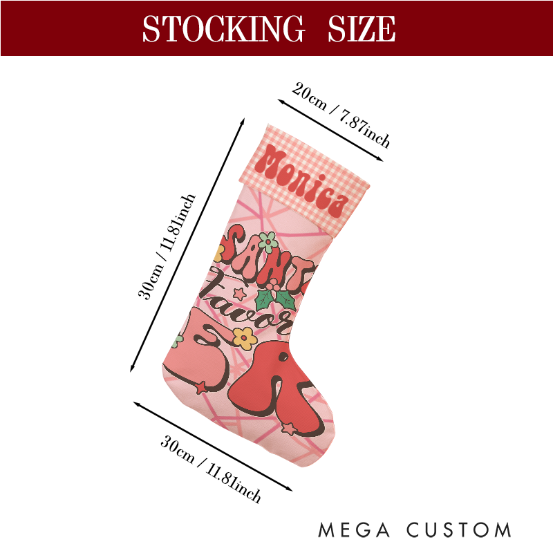 Personalized Nurse Themed Christmas Stocking Santa’s Favorite Nurse Design Stocking Xmas Gift