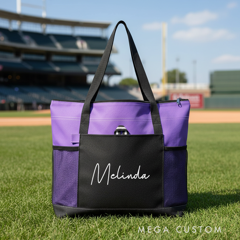 Personalized Sports Tote Bag Custom Tote Bag with Name Shoulder Bag with Mesh Pockets Travel Tote Bag Gym Accessories Outdoor Essentials