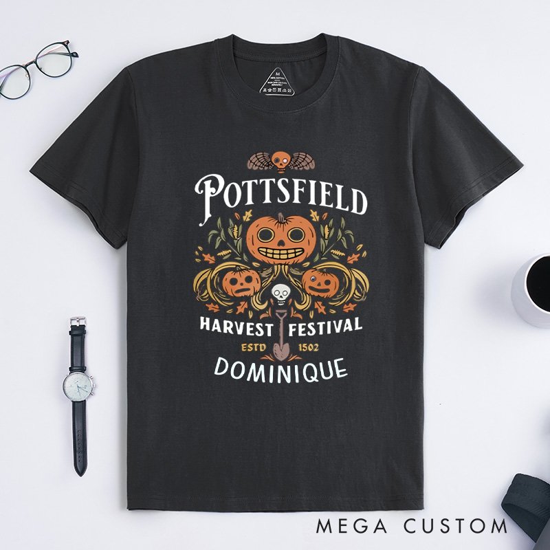 Personalized Pottsfield Harvest Festival Classic T-Shirts Autumn Harvest Shirt Vegetables Fall T-shirt Skeleton Festival Tee Gardening Lover Gift