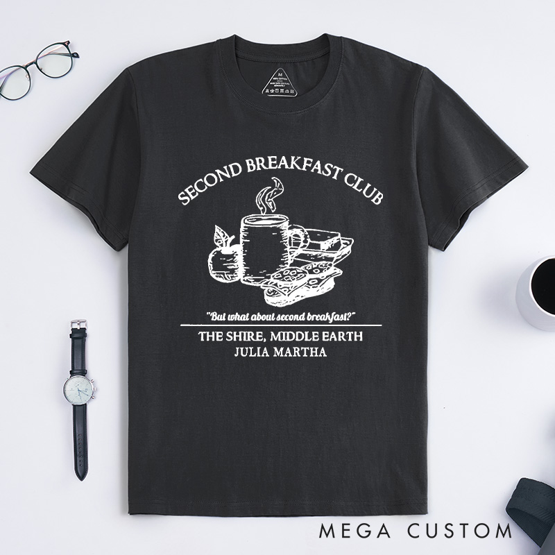 Personalized Second Breakfast Club Classic T-Shirts Literature Shirt Reading Shirt Bookish Tee Bookworm Customized Name Shirt Gift for Books Lover