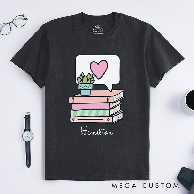 Personalized Book Lover Classic T-Shirts Reading Shirt Bookworm Book Nerd Gift Customized Name Shirt Gift for Books Lover