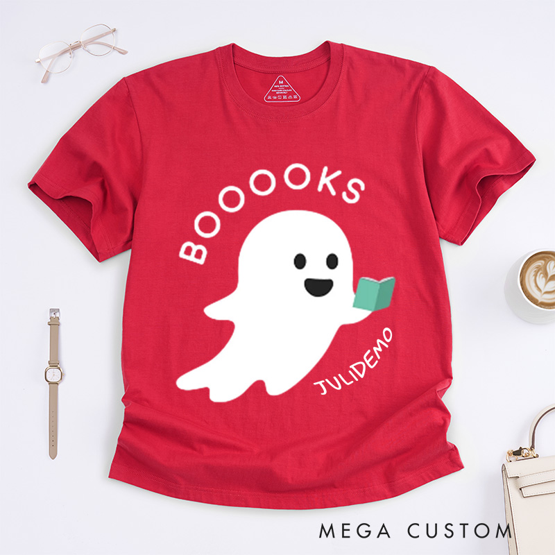 Personalized Ghost Books Reader Classic T-Shirts Reader Gifts Booooks Shirt Halloween Reading Shirts Librarian Gifts Bookworm Gifts Teacher Shirts