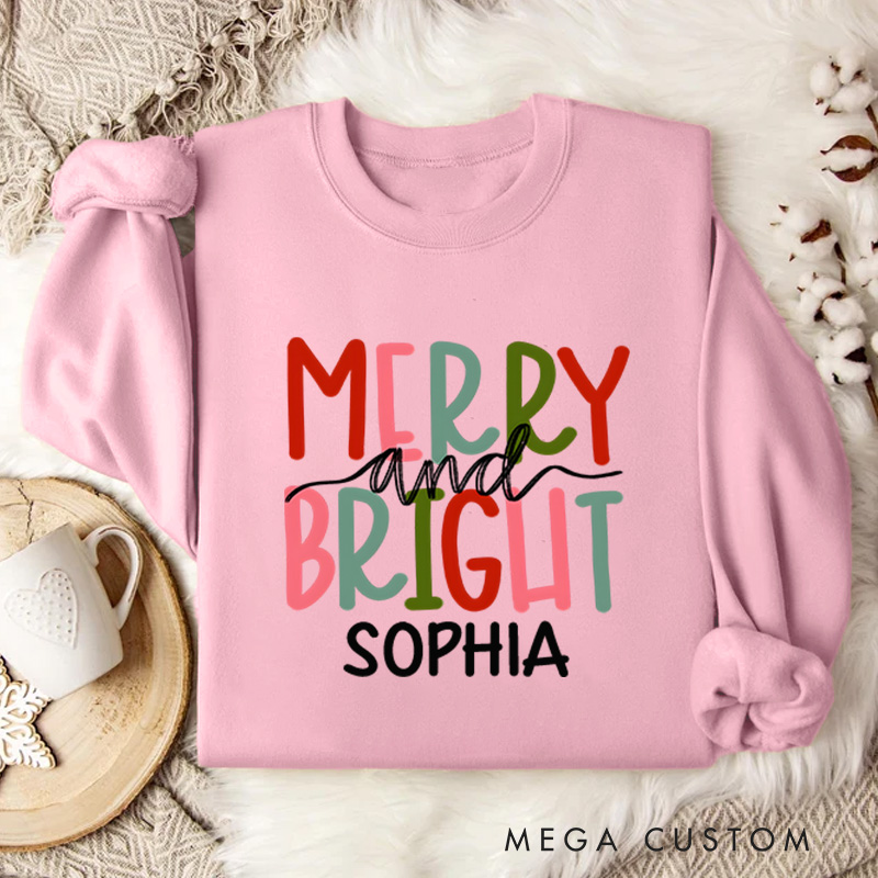 Personalized Merry and Bright Sweatshirt Merry Christmas Sweatshirt
