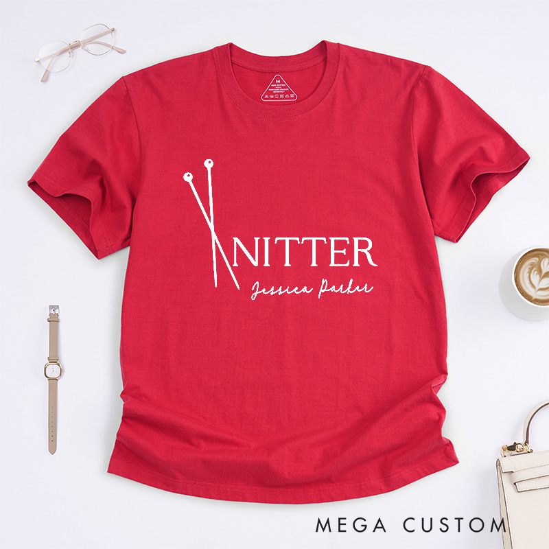 Personalized Knitter Needles Classic T-Shirts Knitting Shirt Knit T-Shirt Yarn Lover Graphic Tee