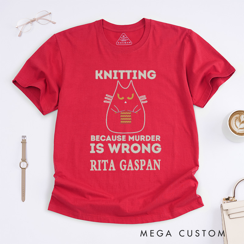 Personalized Funny Knitting Classic T-Shirts Knitter T-Shirt Custom Tee Knit Gift 