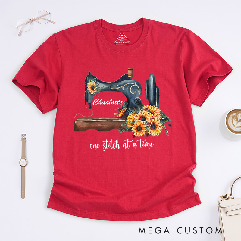 Personalized Sunflower Sewing Classic T-Shirts Cute Gift for Sewing Lover Quilting Tee Gift for Quilter Seamstress Gifts