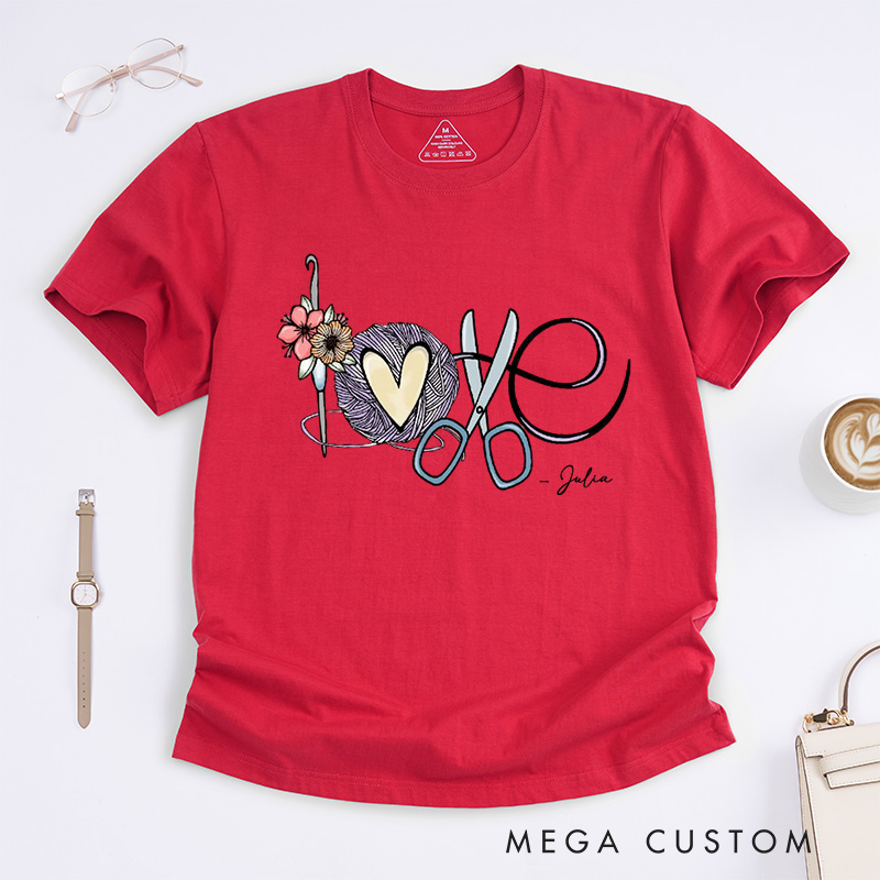Personalized Love Crochet Classic T-Shirts Funny Crochet T-Shirt Crochet T-Shirt Crochet Hobby Gift Knitting Lover Gift Crochet Shirt Women Gift for Women
