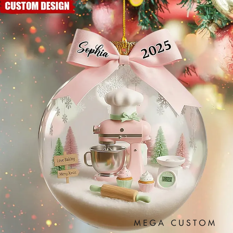 Personalized 2025 Baking Christmas Ornament with Name Holiday Baking Christmas Tree Decoration Baking Keepsake Baker Xmas Gift