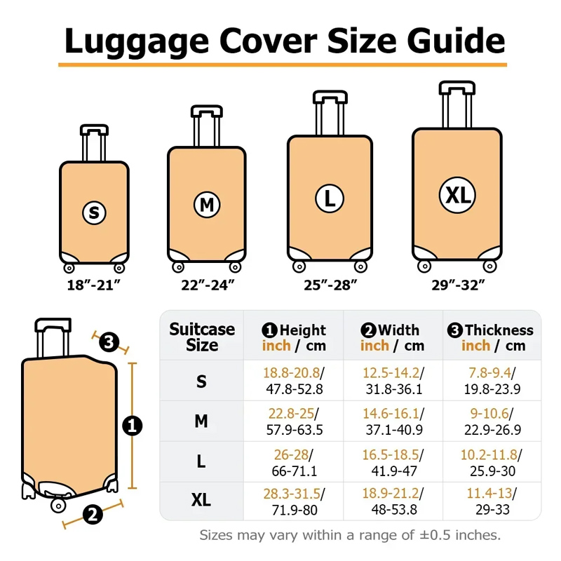 Personalized Watercolor Travel Theme Design Luggage Protective Cover Fits 18-32 Inches Suitcase with Name Birthday Gift for Friends Family