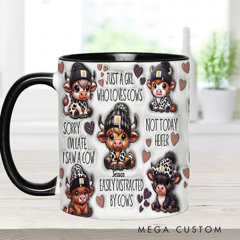 Personalized Just A Girl Who Loves Highland Cows Accent Mug