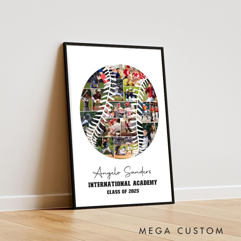 [Copy]Personalized Baseball Caricature from Photo Wall Art Poster Without Frame Funny Hand Drawn Style Art Gift for Baseball Fans and Athletes 