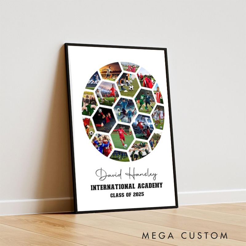 Personalized soccer Caricature from Photo Wall Art Poster Without Frame Funny Hand Drawn Style Art Gift for Baseball Fans and Athletes 