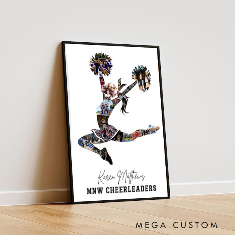 Personalized Cheerleader Caricature from Photo Wall Art Poster Without Frame Funny Hand Drawn Style Art Gift for Baseball Fans and Athletes 