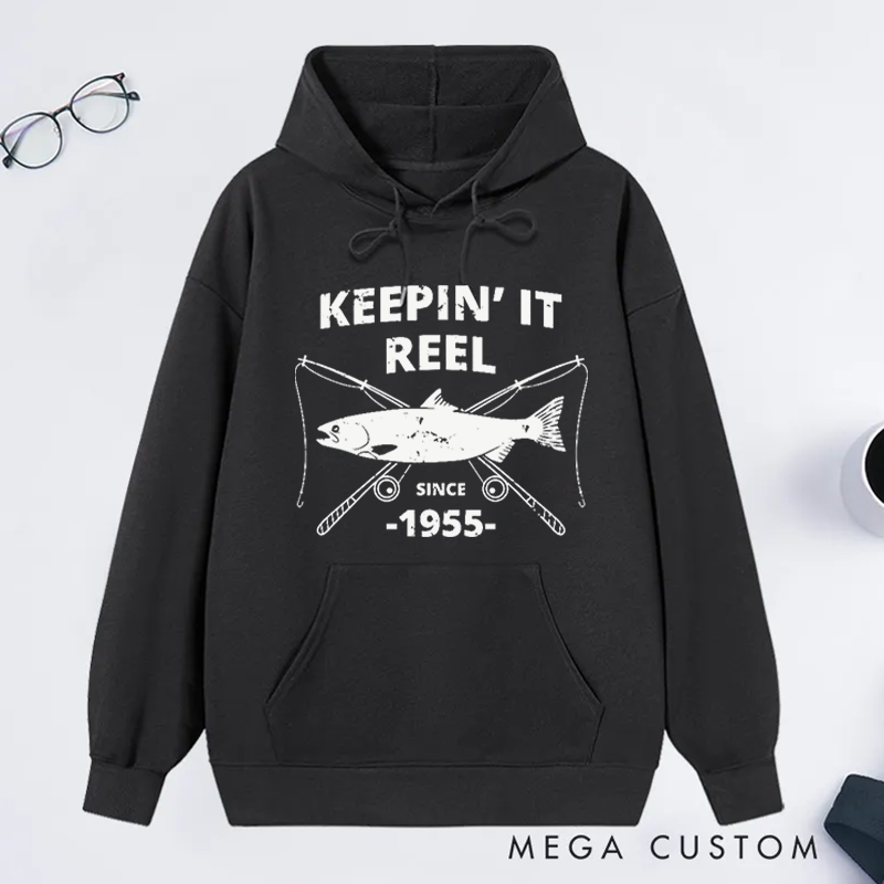 Personalized Keepin It Reel Fishing Hoodie Fisherman Birthday Gift Fisherman Gift Custom Time Comfortable and Stylish Gift for Fishing Enthusiasts