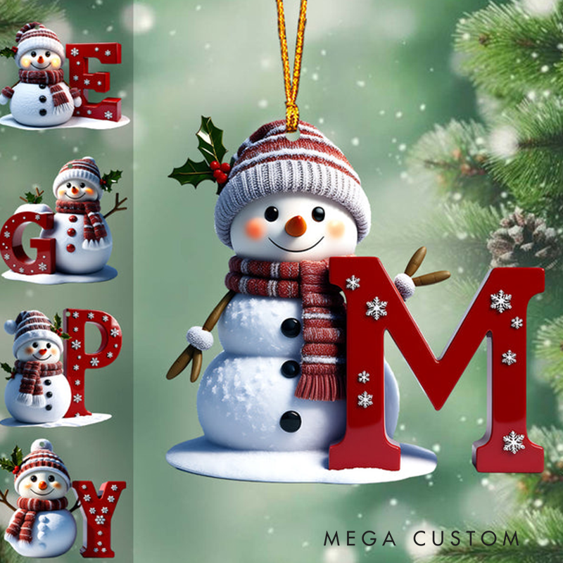 Personalized Cute Snowman Merry Christmas Ornament