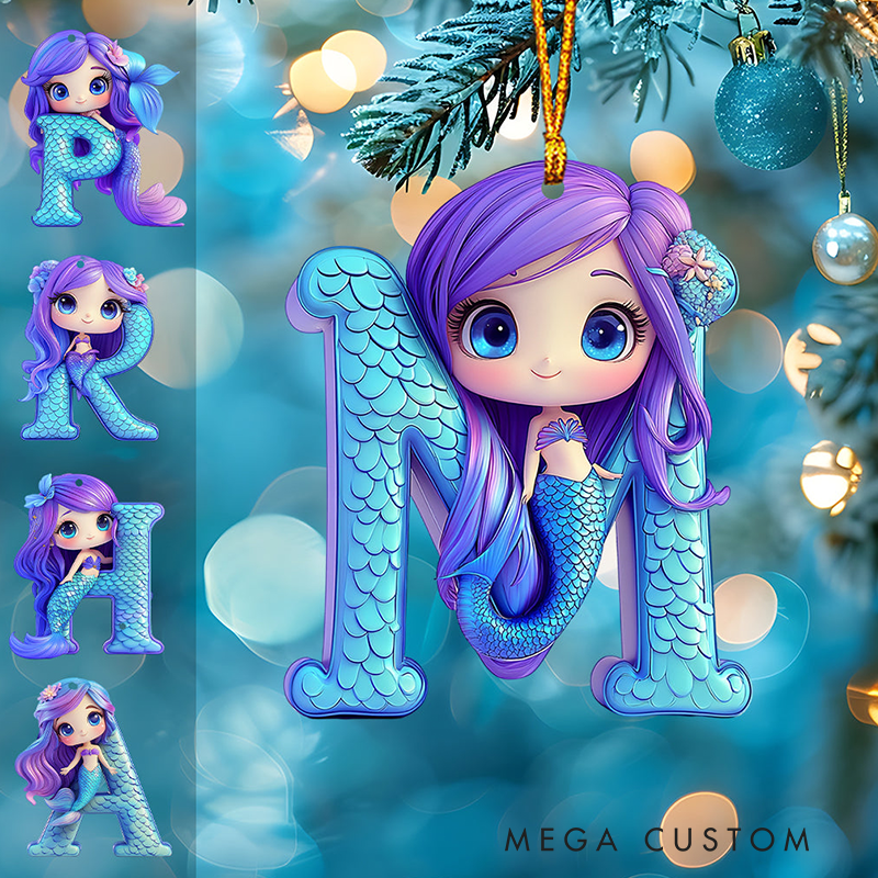 Personalized Beautiful Mermaid Letter Kid Ornament