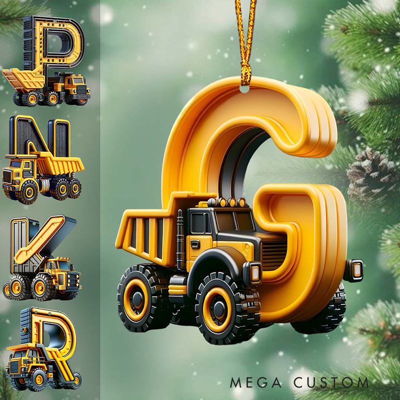 Personalized Construction Vehicles Letter Ornament Kid Ornament