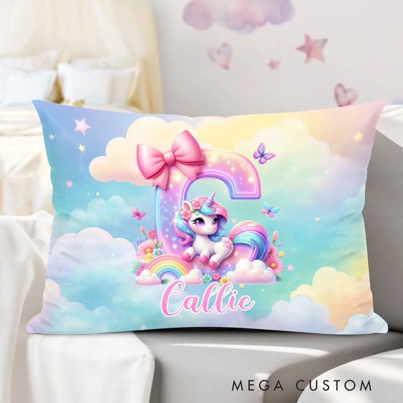 Personalized Dinosaur Fantasy Unicorn Soft Throw Pillow Cover with Name Home Decor Birthday Gift for Kids