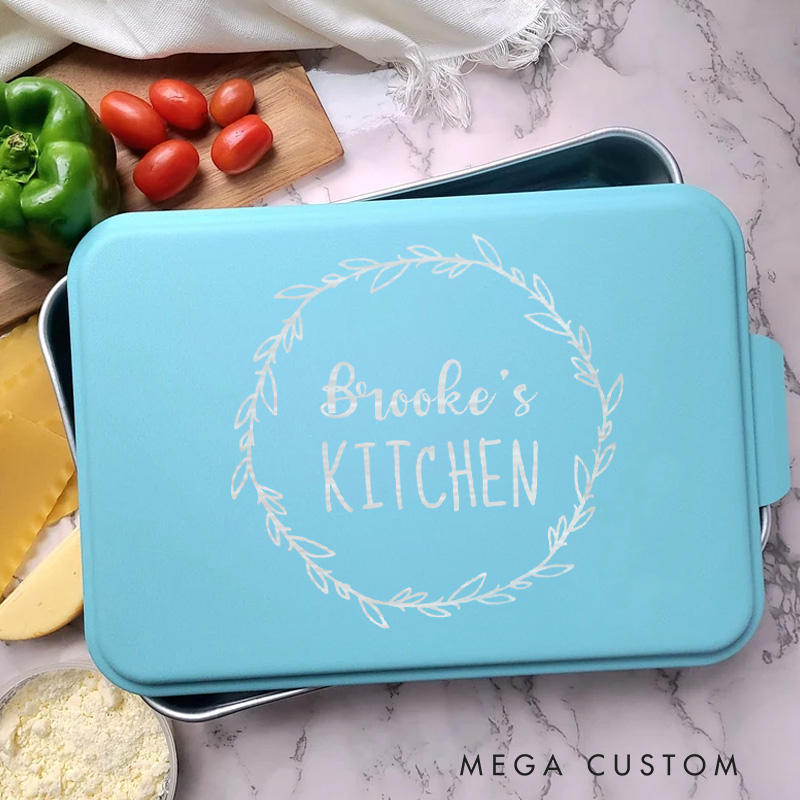 Personalized Aluminum Baking Pan with Lid Engraved Name Kitchen Cake Pan for Baker Mom Grandma Gift Baking Lover Gifts