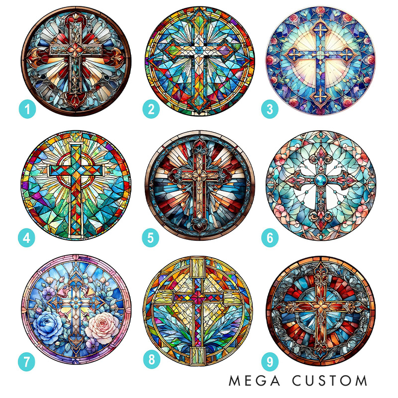 Personalized Cross Stained Glass Christmas Ornament with Name and Year Tree Decoration Christmas Christian Gift Religious Keepsake & Church Gift
