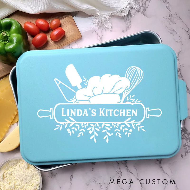 Personalized Name Kitchen Baking Pan with Lid Aluminum Kitchen Bakeware for Baker Mom Grandma Gift Baking Lover Gifts