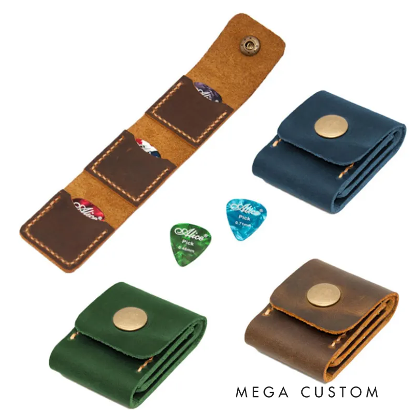 Personalized Leather Guitar Pick Holder Custom SD Card Case Guitar Plectrum Holder with 3 Slots for Guitar Picks Gift for Guitarist
