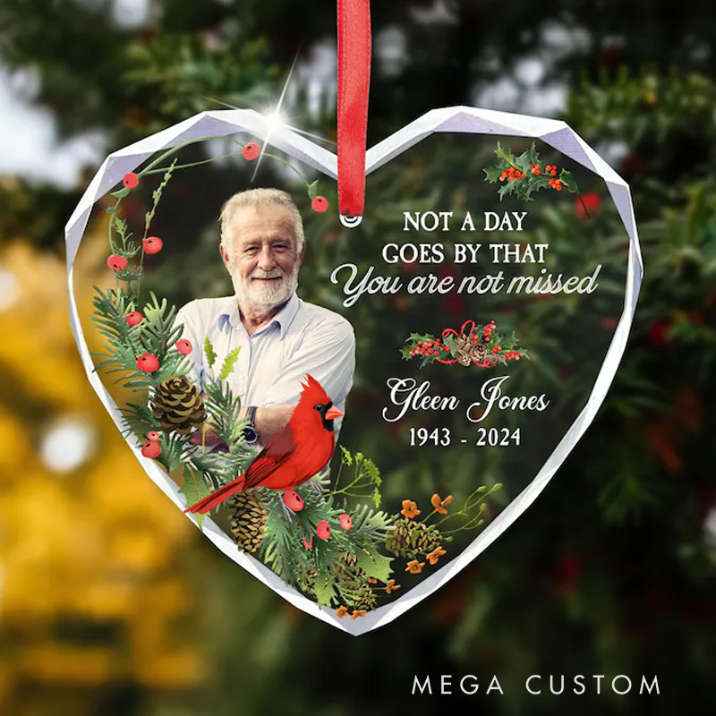 Personalized Photo Memorial Heart Glass Ornament Family Loss Ornament Memorial Christmas Ornament I'm Always With You