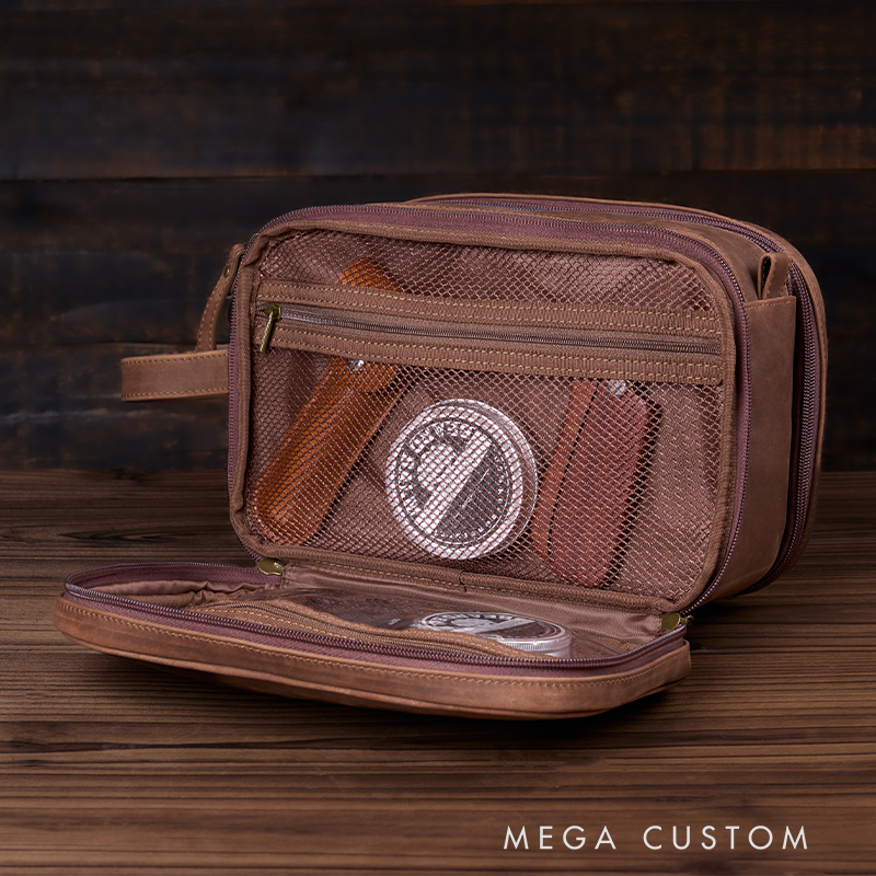 Personalized Men's Leather Toiletry Bag Leather Dopp Kit Anniversary Gift Custom Gift for Men Gifts For Husband Wedding Groomsmen Gifts