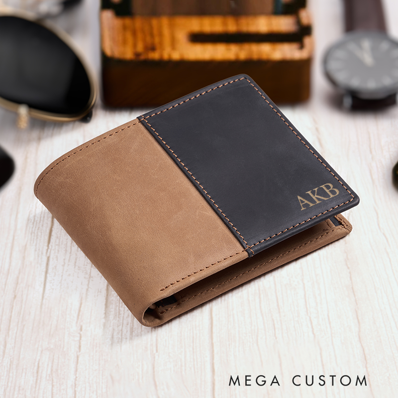 Personalized Leather Wallet Custom Wallet for Him Engraved Wallets with Name Mens Wallet Minimalist Wallet Leather Gift For Him Gift for Husband Boyfriend Father
