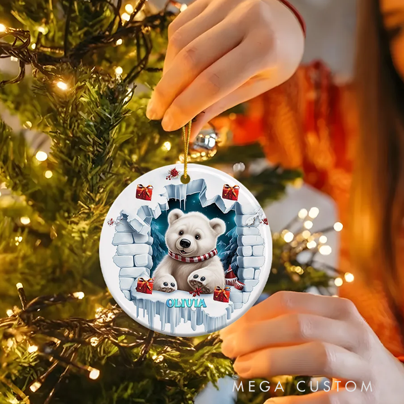 Personalized Ceramic Christmas Ornament with Name Snowman Reindeer Santa Claus Tree Decoration Gift for Family