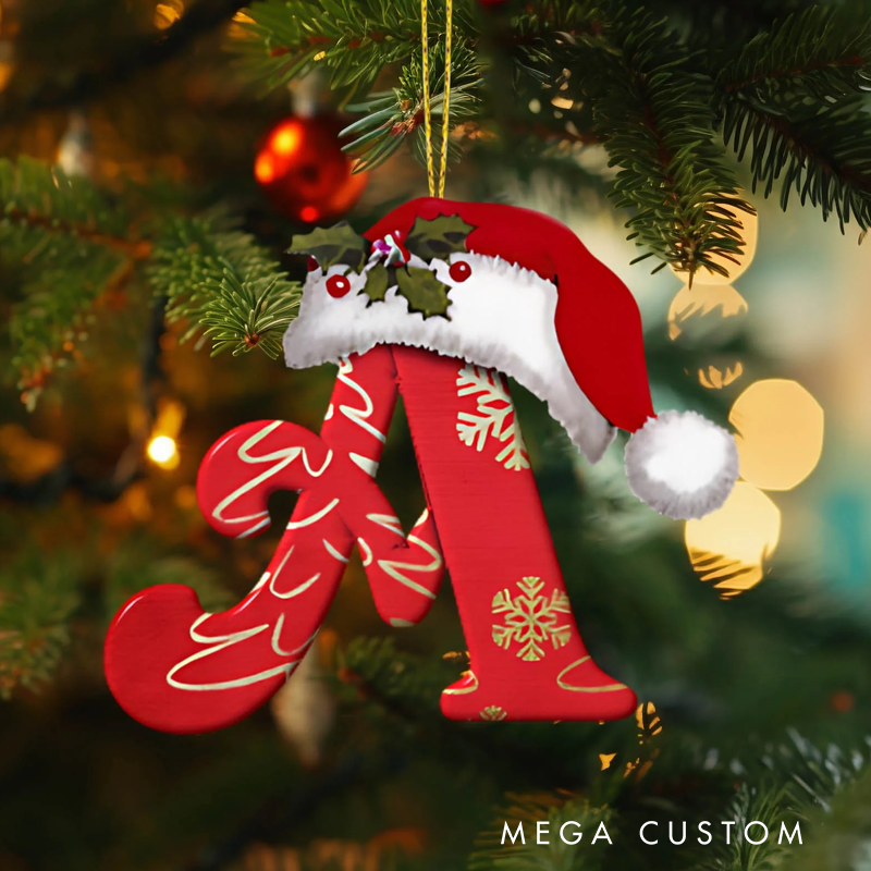 Personalized Christmas Acrylic Letter Pendant Customizable 2D Holiday Ornament for Tree Decoration