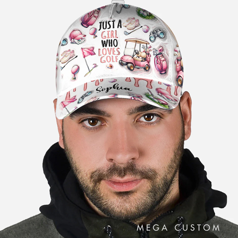 Personalized "Just a Girl Who Loves Golf" Cap with Custom Name   
