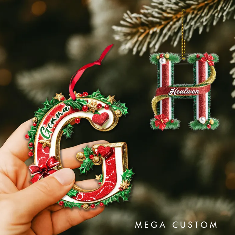 Personalized Christmas Ornament with Name One Sided Custom Letter Holiday Decoration for Tree Family Christmas Letters