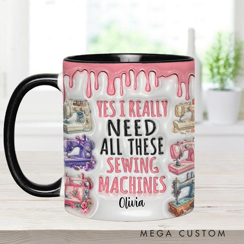 Personalized I Really Need All These Sewing Machines Accent Mug Custom Sewing Cup Sewing Gifts For Women Gifts For Sewing Lovers