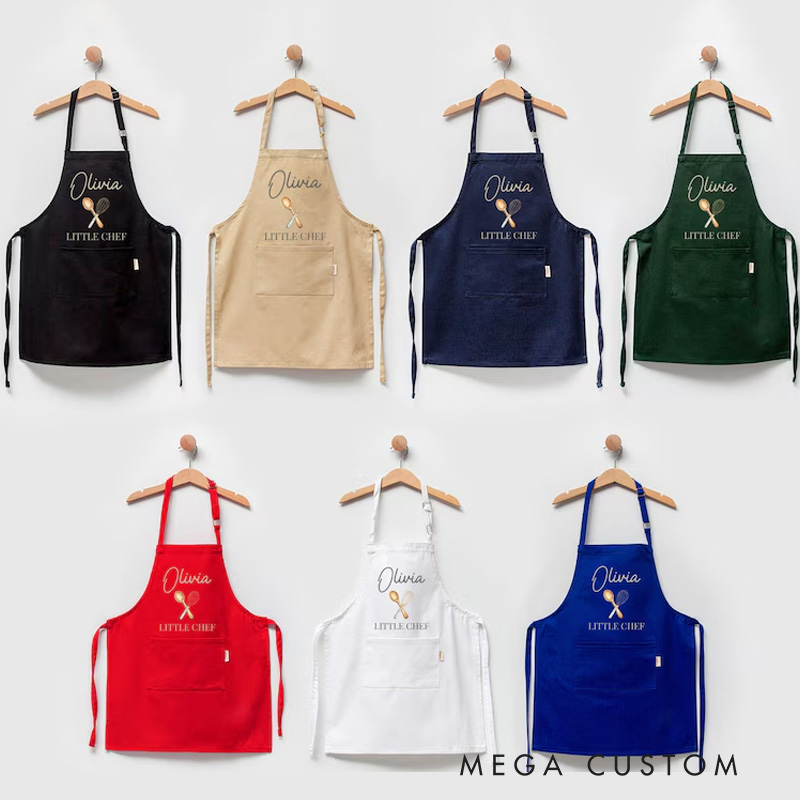 Personalized Cartoon Witch Character Pumpkin Adjustable Apron Chef Hat Set with Name and Initial Daily Use Halloween Party Gift for Kids