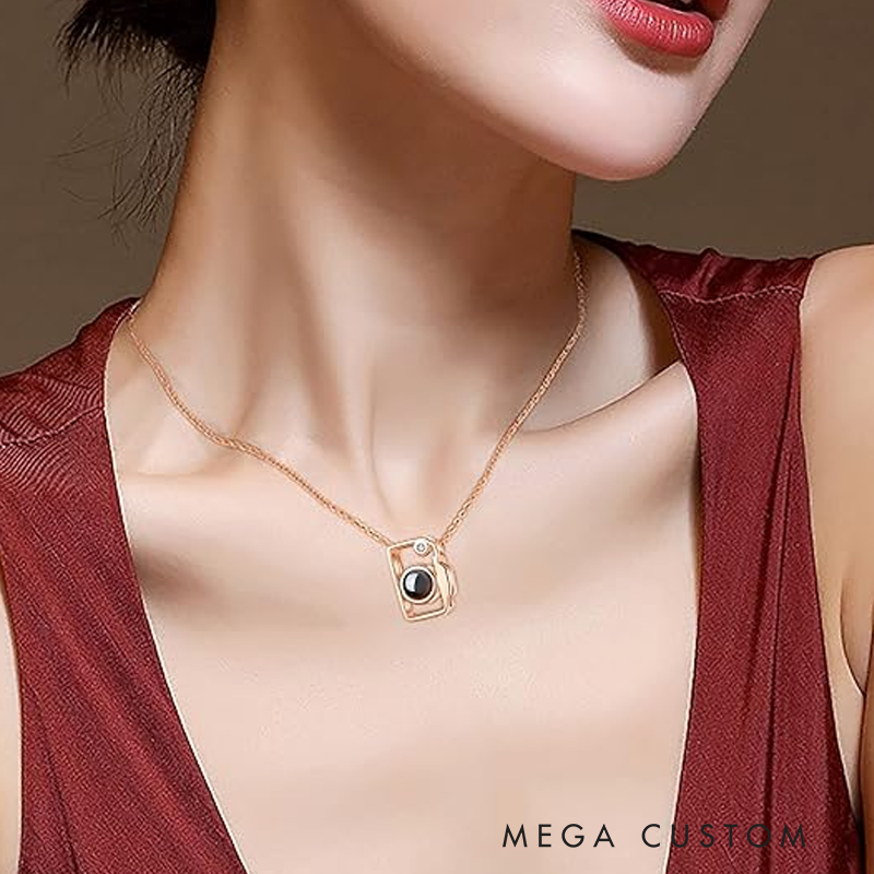 Personalized Photo Brass Heart Necklace With Picture Inside Mini Camera Locket Necklace Birthday Gifts