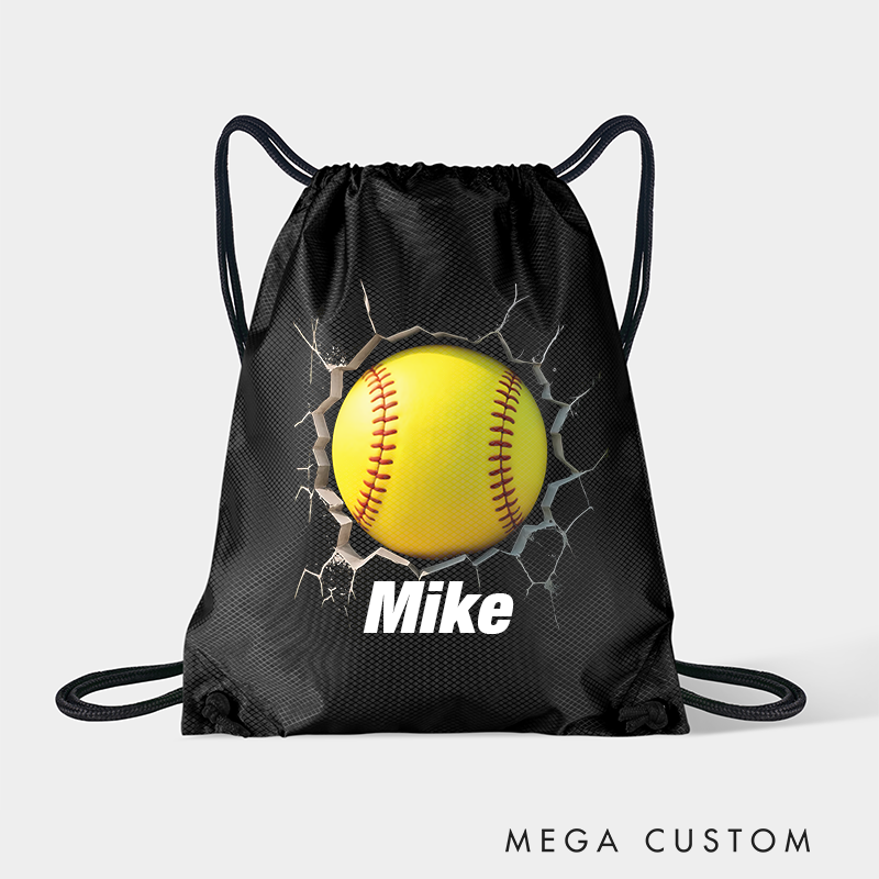 Personalized Soccer, Basketball, Volleyball, and Football Drawstring Backpack with Custom Name and 3D Ball Design