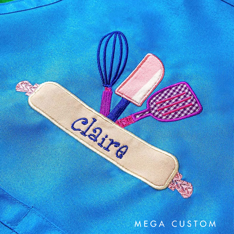 Personalized Kids Cooking Apron Embroidered Kitchen Apron with Name for Kids Baking Tools Adjustable Apron Chef Hat Set for Kids Cooking Lovers