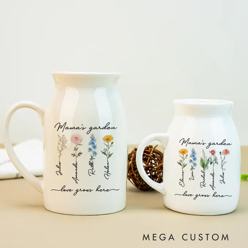 Personalized Grandma's Garden Vase Mother's Day Gifts for Nana Nanny Garden Flower Vase Custom Birth Flower Vase Family Name Flower